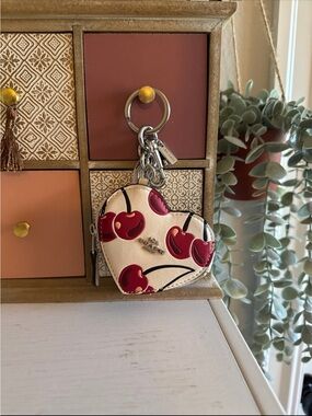 Coach Heart Cherry Coin Case Keychain - NWT!